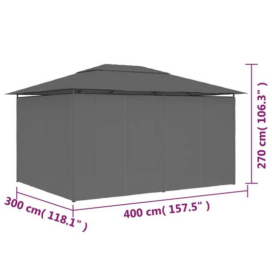 Tonnelle de Jardin avec Rideaux Acier et Tissu Polyester Toit Ventilé Anthracite 4x3 m – ComfortXL Outdoor Living - Image 9
