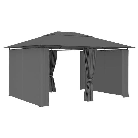 Tonnelle de Jardin avec Rideaux Acier et Tissu Polyester Toit Ventilé Anthracite 4x3 m – ComfortXL Outdoor Living - Image 2