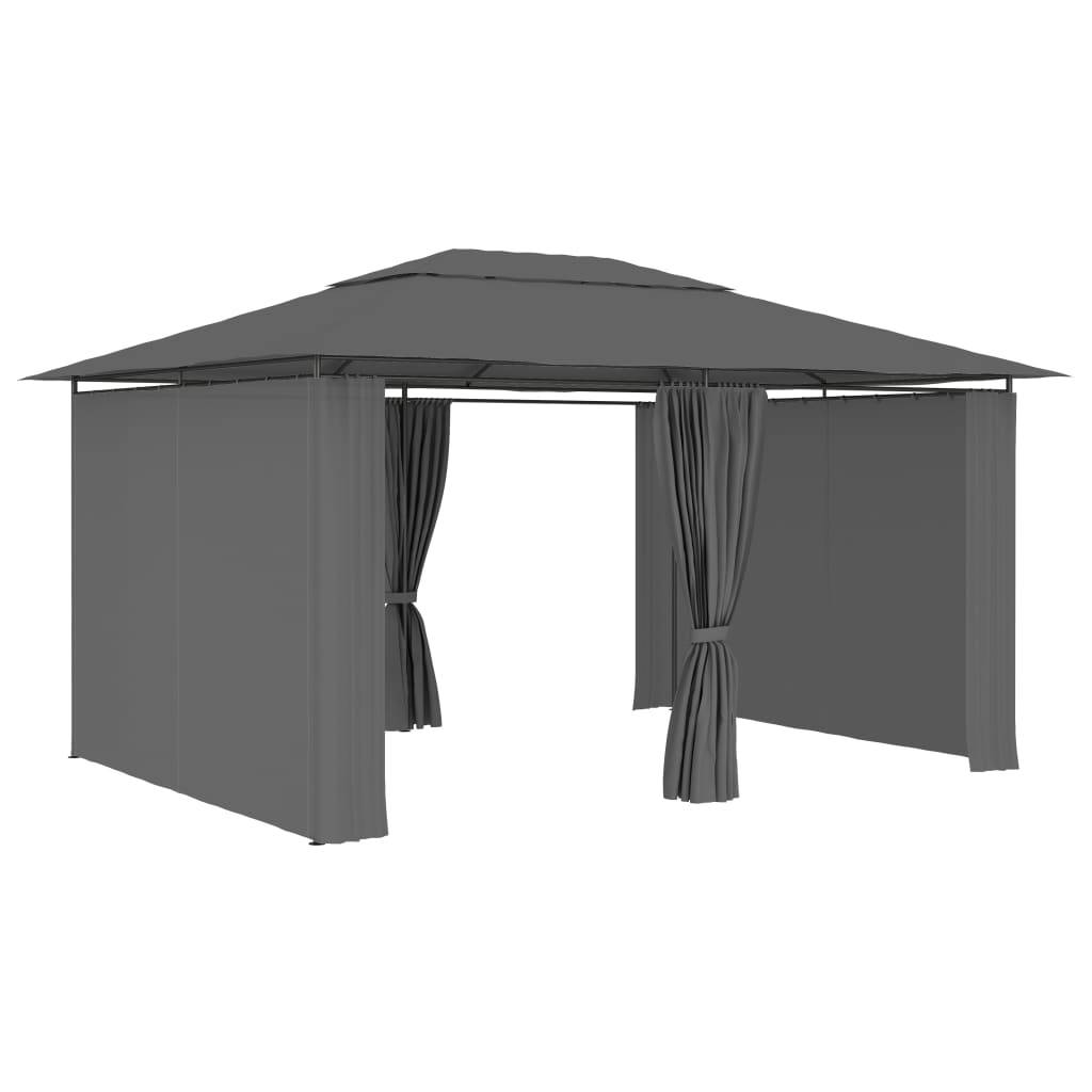 Tonnelle de Jardin avec Rideaux Acier et Tissu Polyester Toit Ventilé Anthracite 4x3 m – ComfortXL Outdoor Living - Image 2