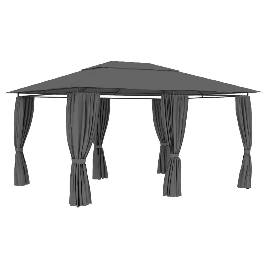 Tonnelle de Jardin avec Rideaux Acier et Tissu Polyester Toit Ventilé Anthracite 4x3 m – ComfortXL Outdoor Living - Image 3