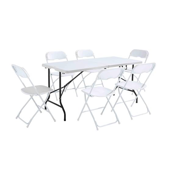 Oviala - Ensemble Table et chaises pliantes de jardin 152cm REKKEM - Oviala - Image 1