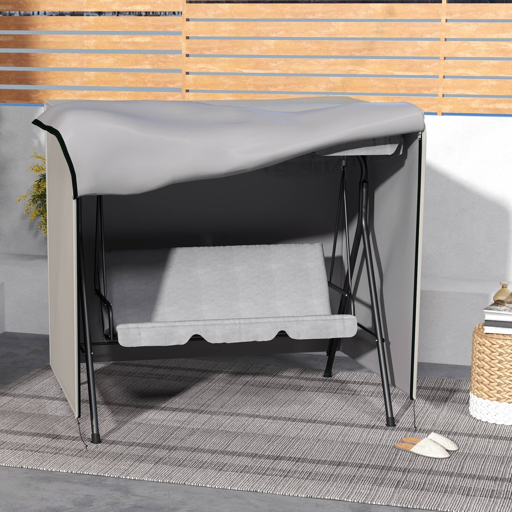 Housse de Protection Balancelle Polyester Jardin Terrasse Imperméable Gris - ComfortXL Outdoor Living - Image 8