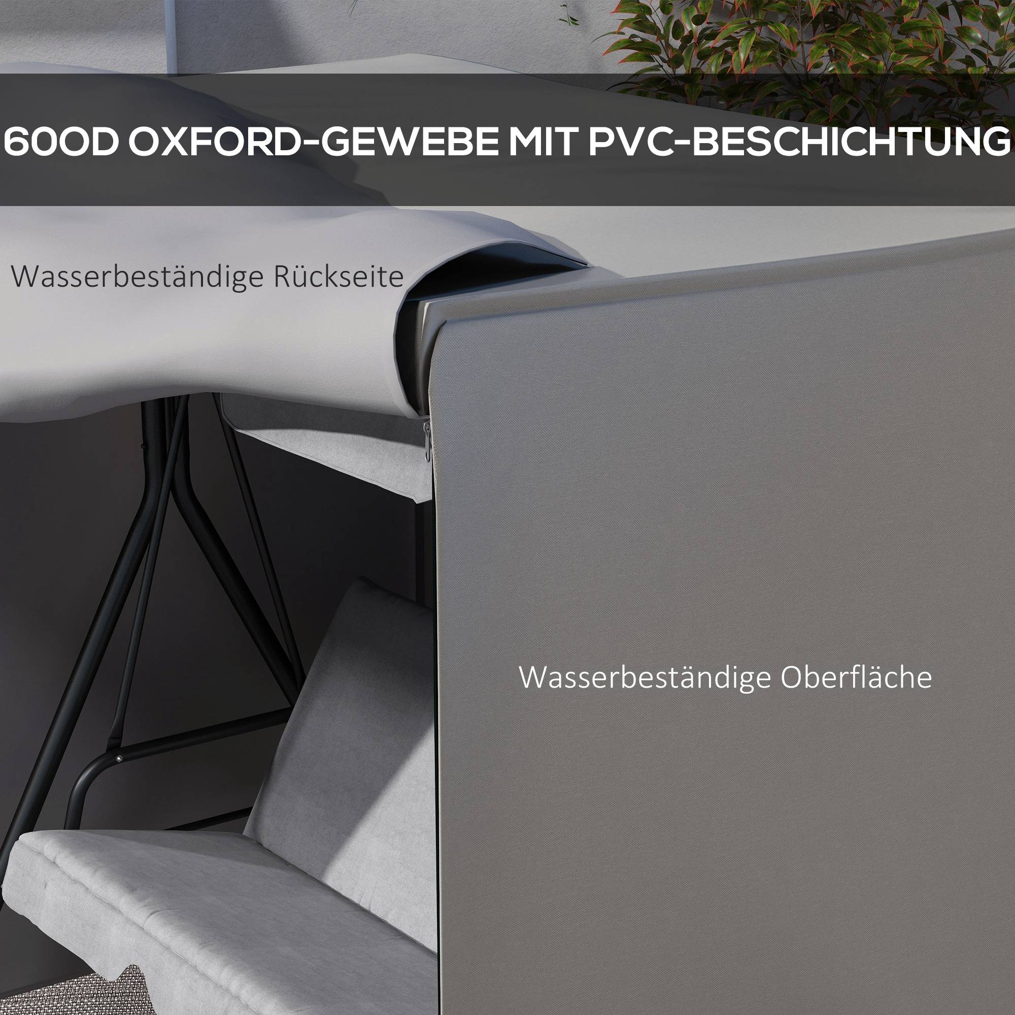 Housse de Protection Balancelle Polyester Jardin Terrasse Imperméable Gris - ComfortXL Outdoor Living - Image 7