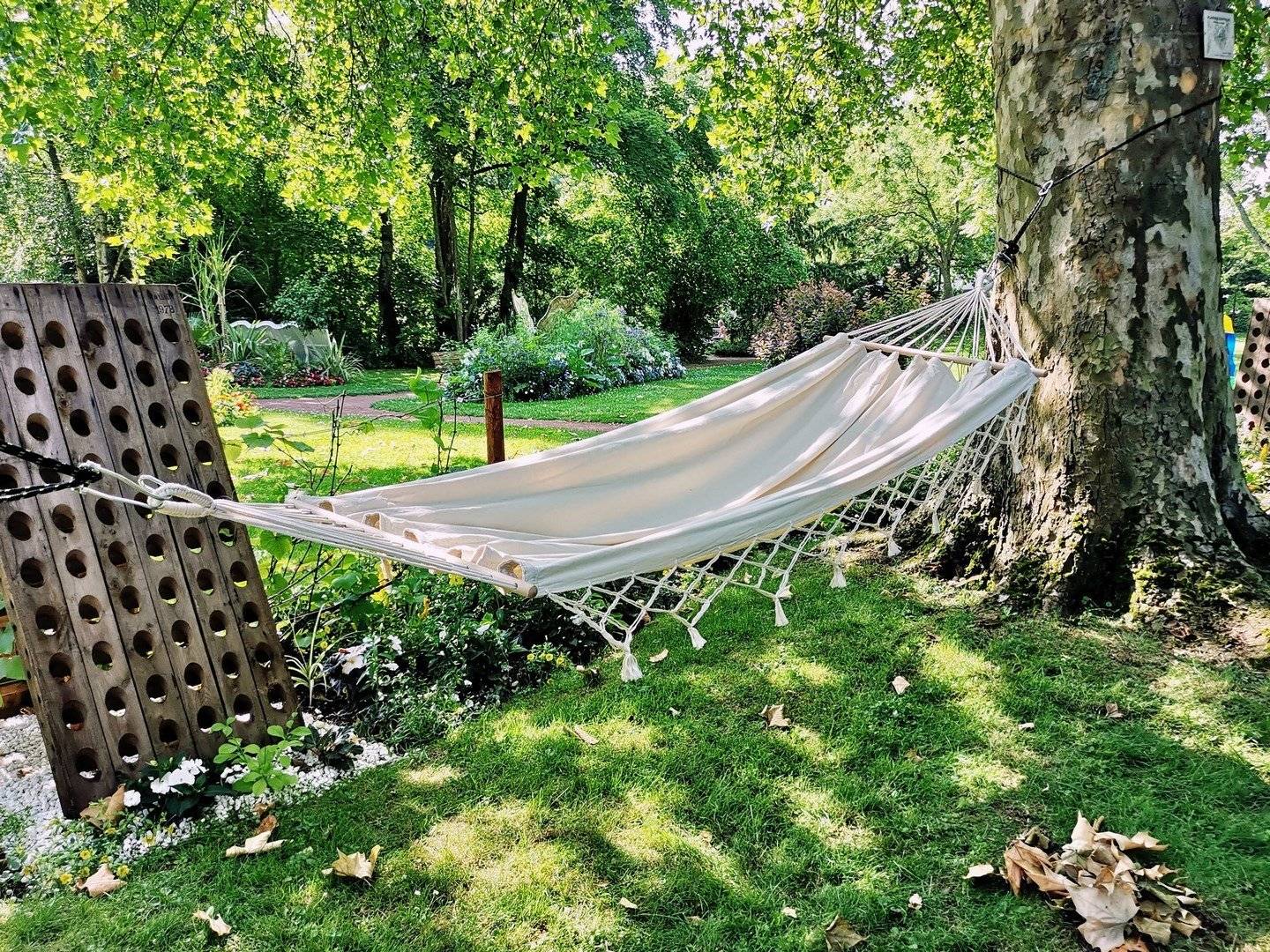 Jobek - Hamac GRAPHIK 300x140 cm en Pur Coton Écru à Franges FSC 100% JOBEK - Image 2