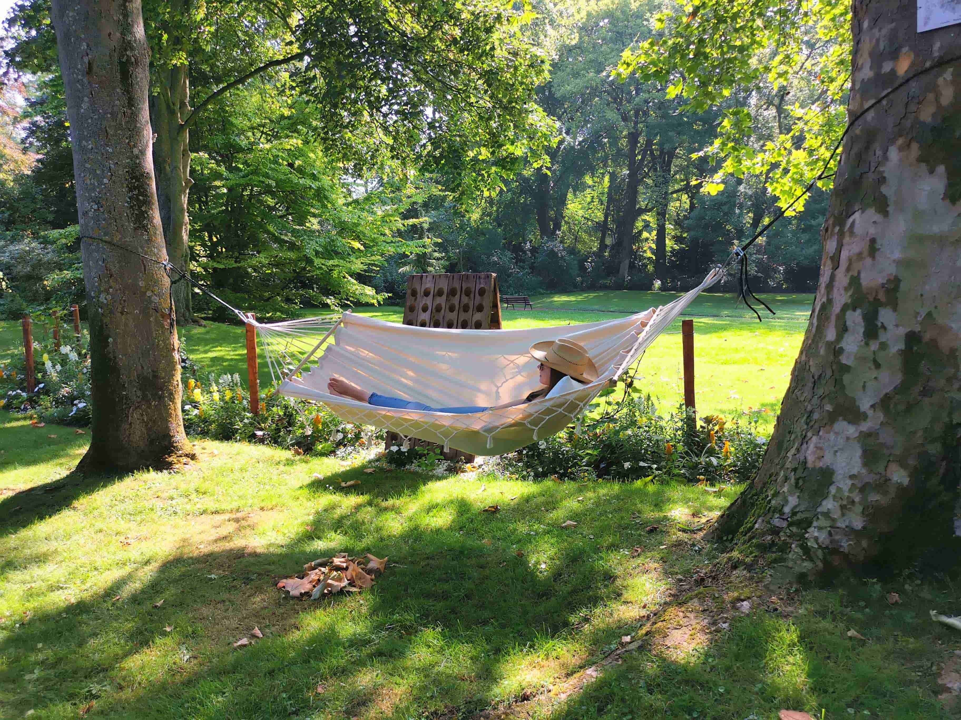 Jobek - Hamac GRAPHIK 300x140 cm en Pur Coton Écru à Franges FSC 100% JOBEK - Image 4