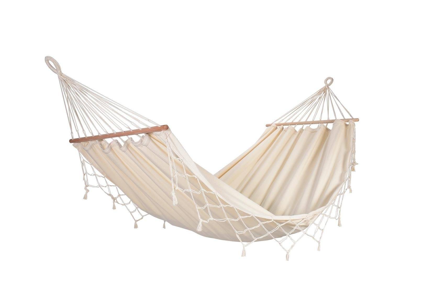 Jobek - Hamac GRAPHIK 300x140 cm en Pur Coton Écru à Franges FSC 100% JOBEK - Image 1