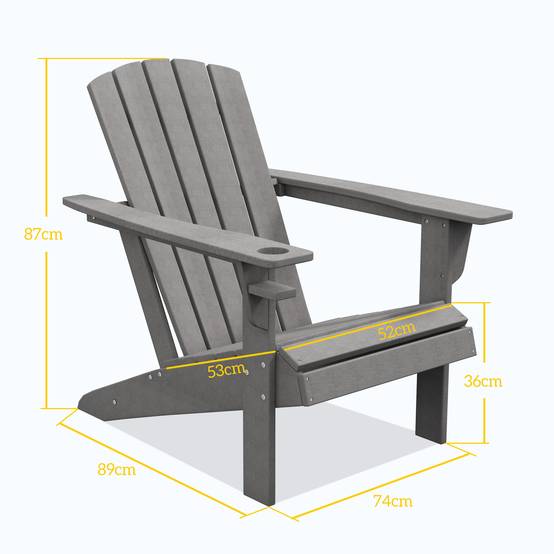 Fauteuil de jardin ergonomique en HDPE Gris, résistant aux UV et intempéries, 75 x 87 x 90 cm - Image 3