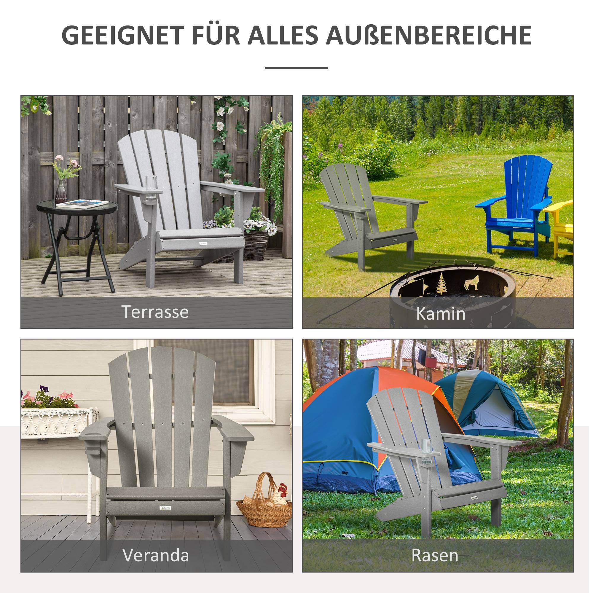 Fauteuil de jardin ergonomique en HDPE Gris, résistant aux UV et intempéries, 75 x 87 x 90 cm - Image 7