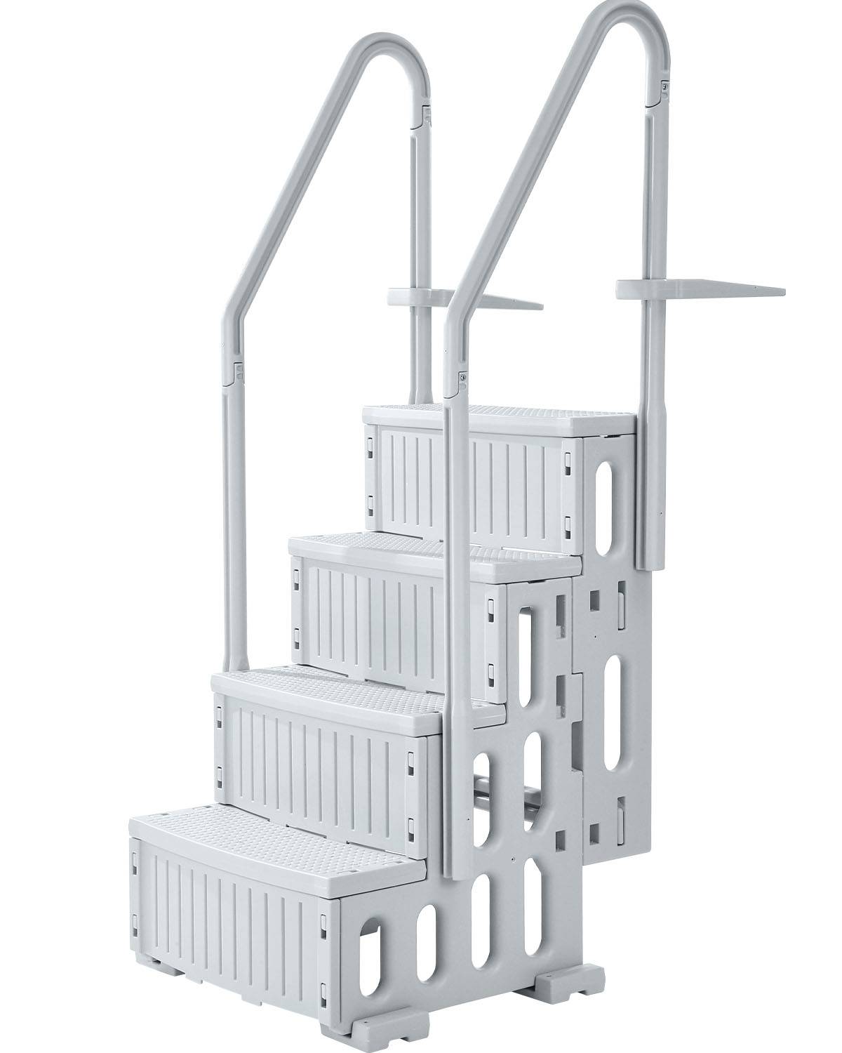 Vevor - VEVOR Escalier de Piscine de 122-137 cm 4 Marches avec 2 Rampes 181,4 kg Gris - Image 1