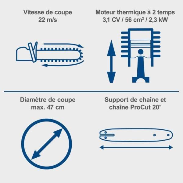 Scheppach - Tronçonneuse thermique a démarrage électrique PCS56E - 51cm - 56 CC - SCHEPPACH - Image 4