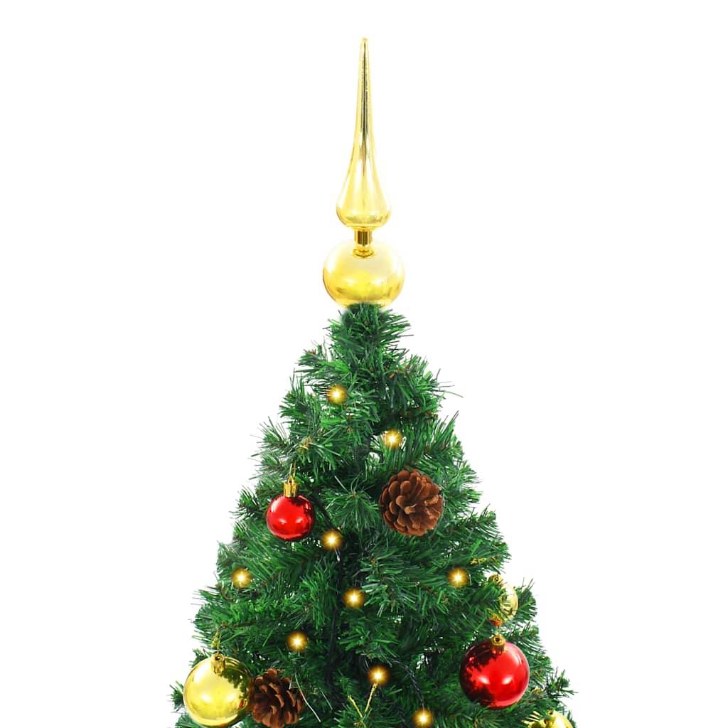 Sapin de Noël | Arbre de Noël artificiel pré-éclairé avec boules vert 150 cm Maison Chic - Image 6