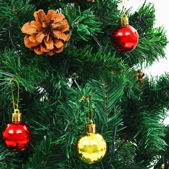 Sapin de Noël | Arbre de Noël artificiel pré-éclairé avec boules vert 150 cm Maison Chic - Image 8