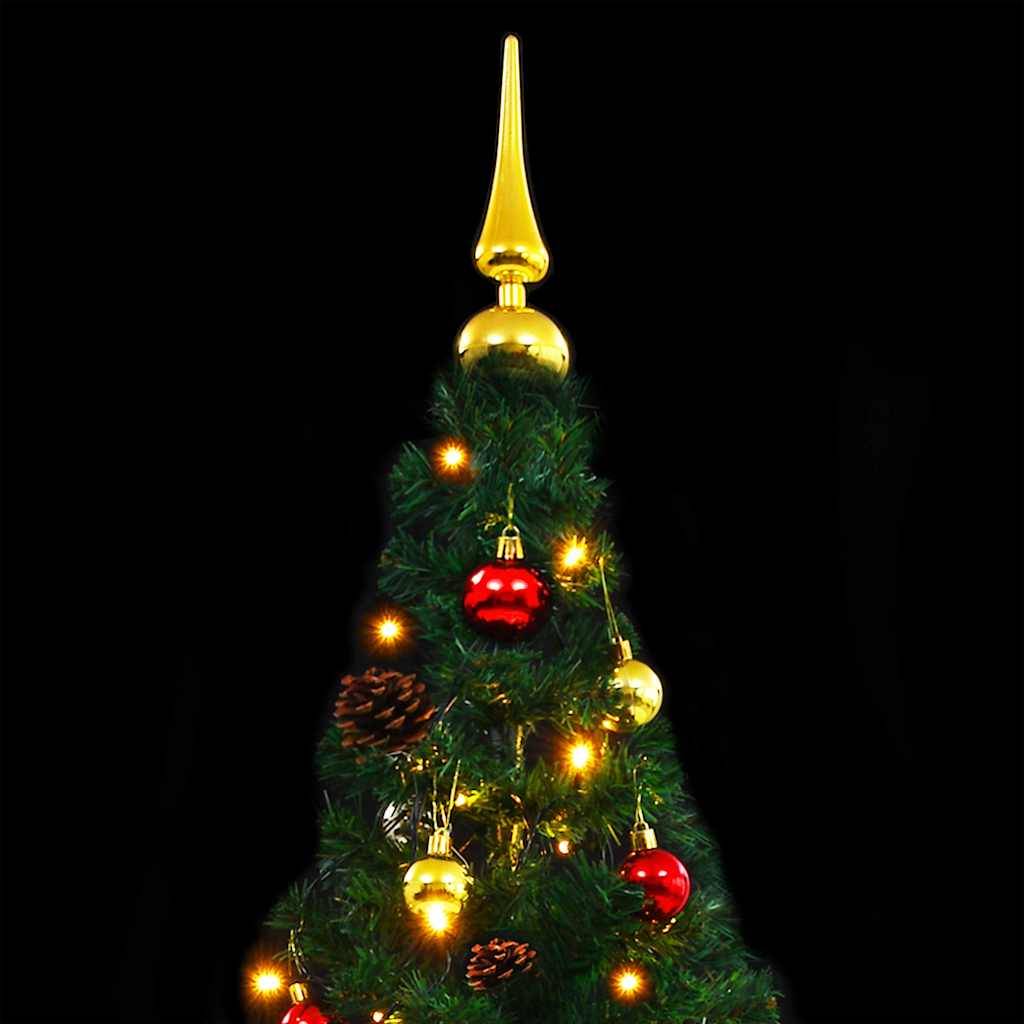 Sapin de Noël | Arbre de Noël artificiel pré-éclairé avec boules vert 150 cm Maison Chic - Image 7