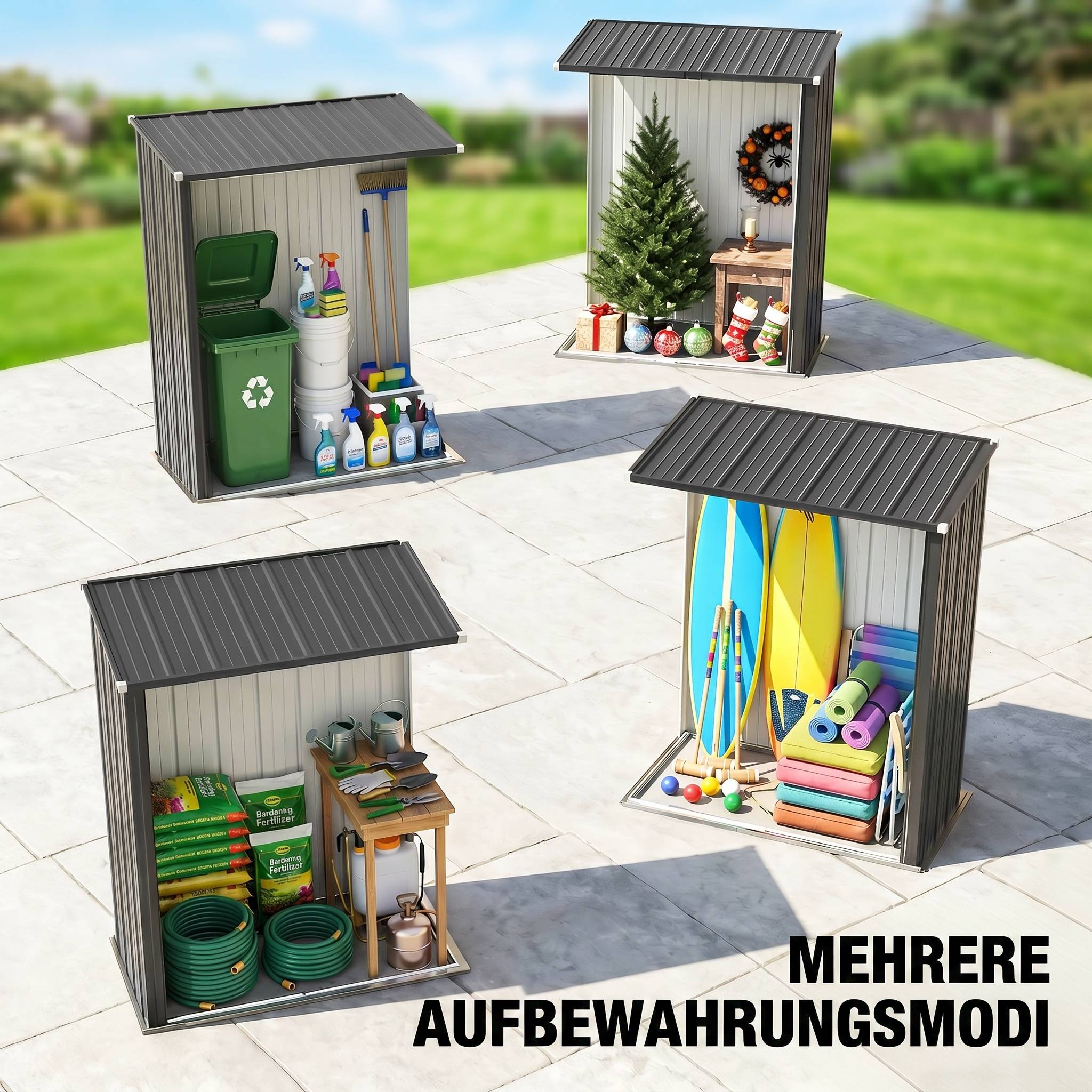 ComfortXL - Abri de jardin acier galvanisé noir 161,5 x 94,5 x 196 cm porte verrouillable - ComfortXL Outdoor Living - Image 8