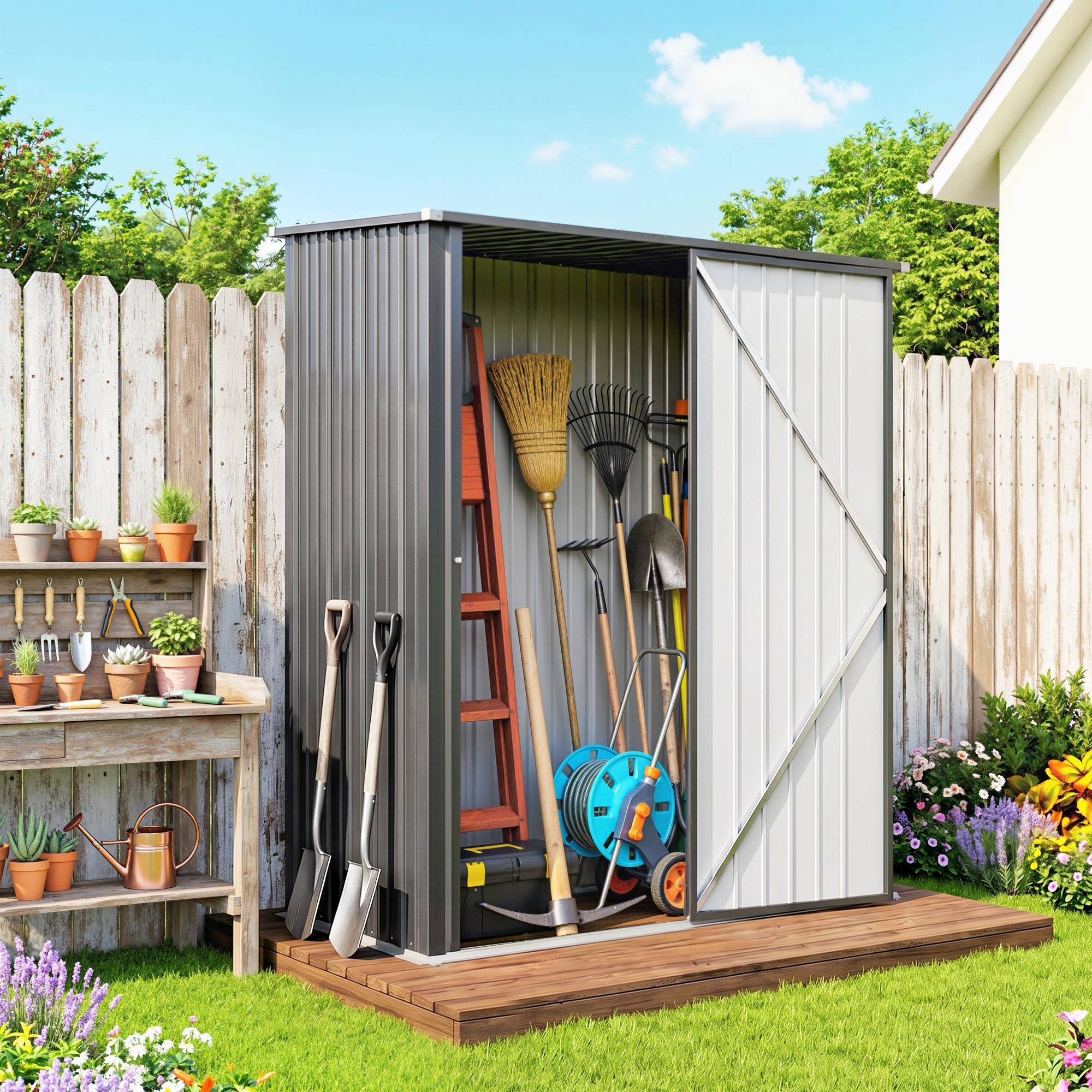 ComfortXL - Abri de jardin acier galvanisé noir 161,5 x 94,5 x 196 cm porte verrouillable - ComfortXL Outdoor Living - Image 3