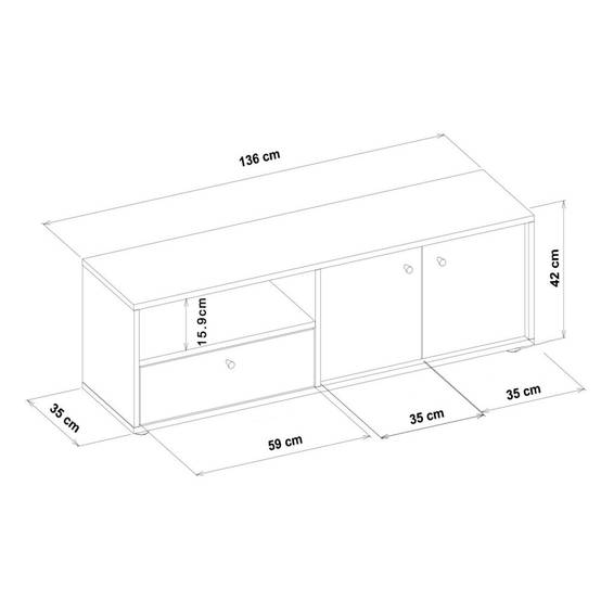 Concept Usine - Meuble TV avec placards et niche aspect bois de noyer 136cm OAKI - Image 6