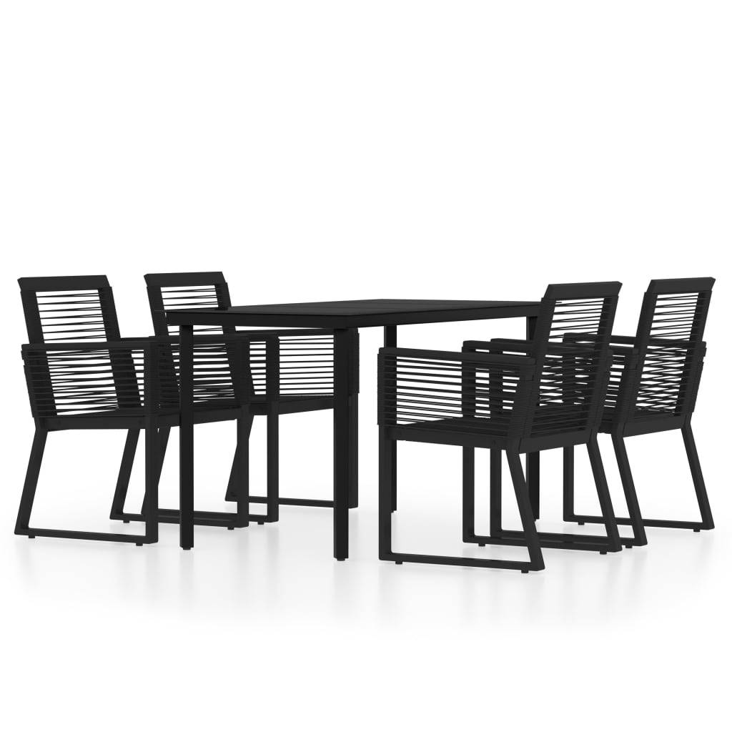 Salon de Jardin 4P 140cm Rotin PVC et Acier pour Terrasse Noir – ComfortXL Outdoor Living - Image 2