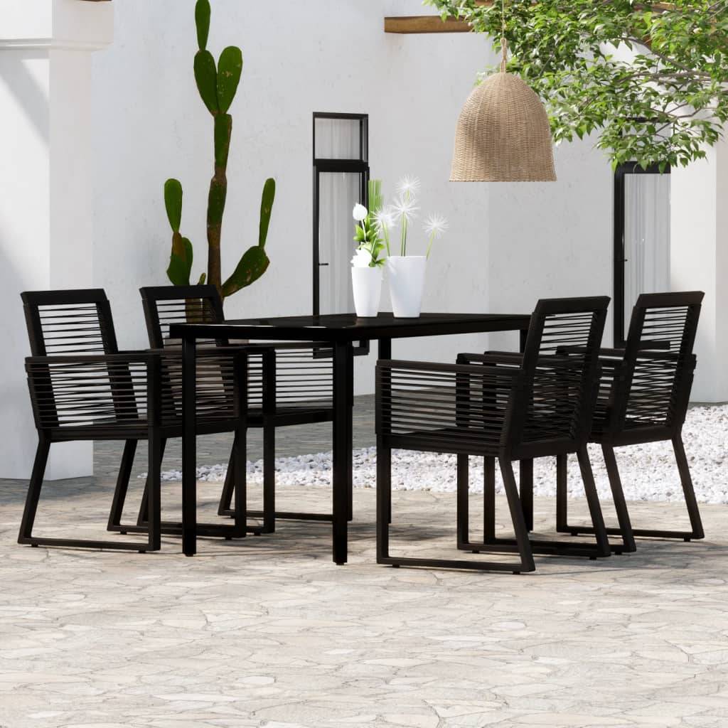 Salon de Jardin 4P 140cm Rotin PVC et Acier pour Terrasse Noir – ComfortXL Outdoor Living - Image 1