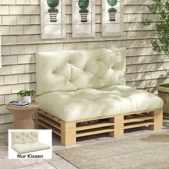 Coussin d'assise capitonné, 120 x 80 x 12 cm, blanc crème - Image 4