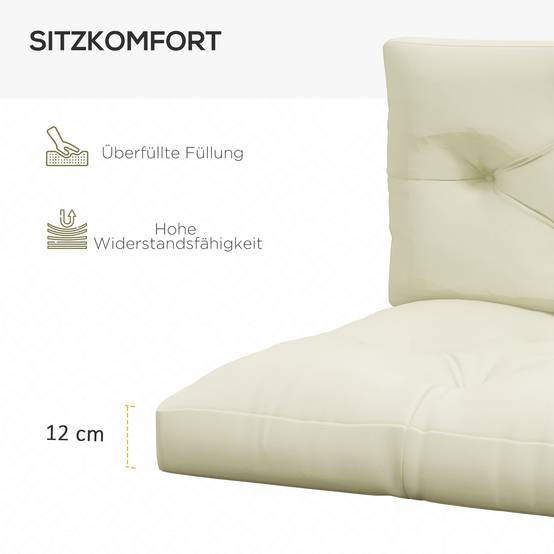 Coussin d'assise capitonné, 120 x 80 x 12 cm, blanc crème - Image 7