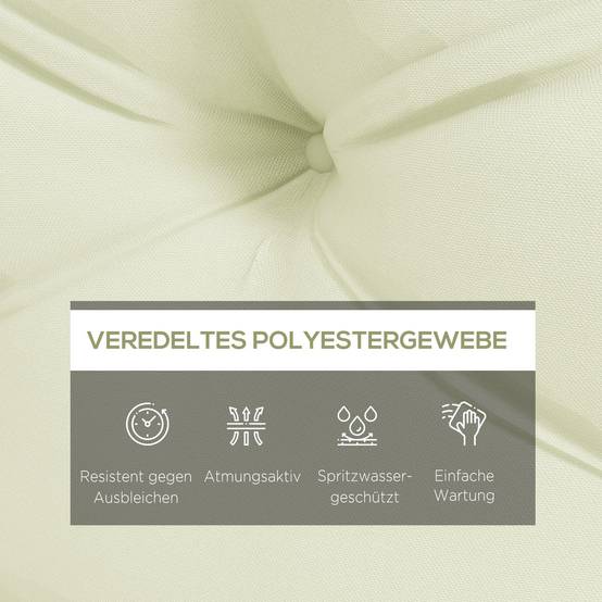 Coussin d'assise capitonné, 120 x 80 x 12 cm, blanc crème - Image 6
