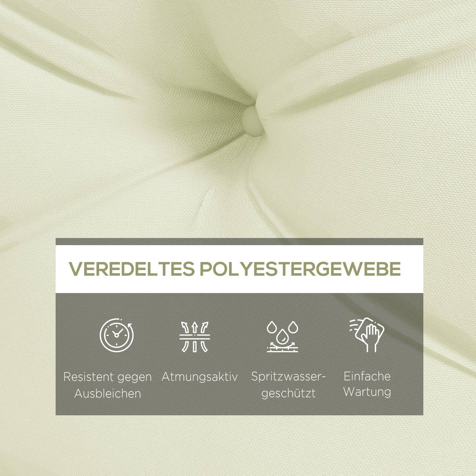 Coussin d'assise capitonné, 120 x 80 x 12 cm, blanc crème - Image 6