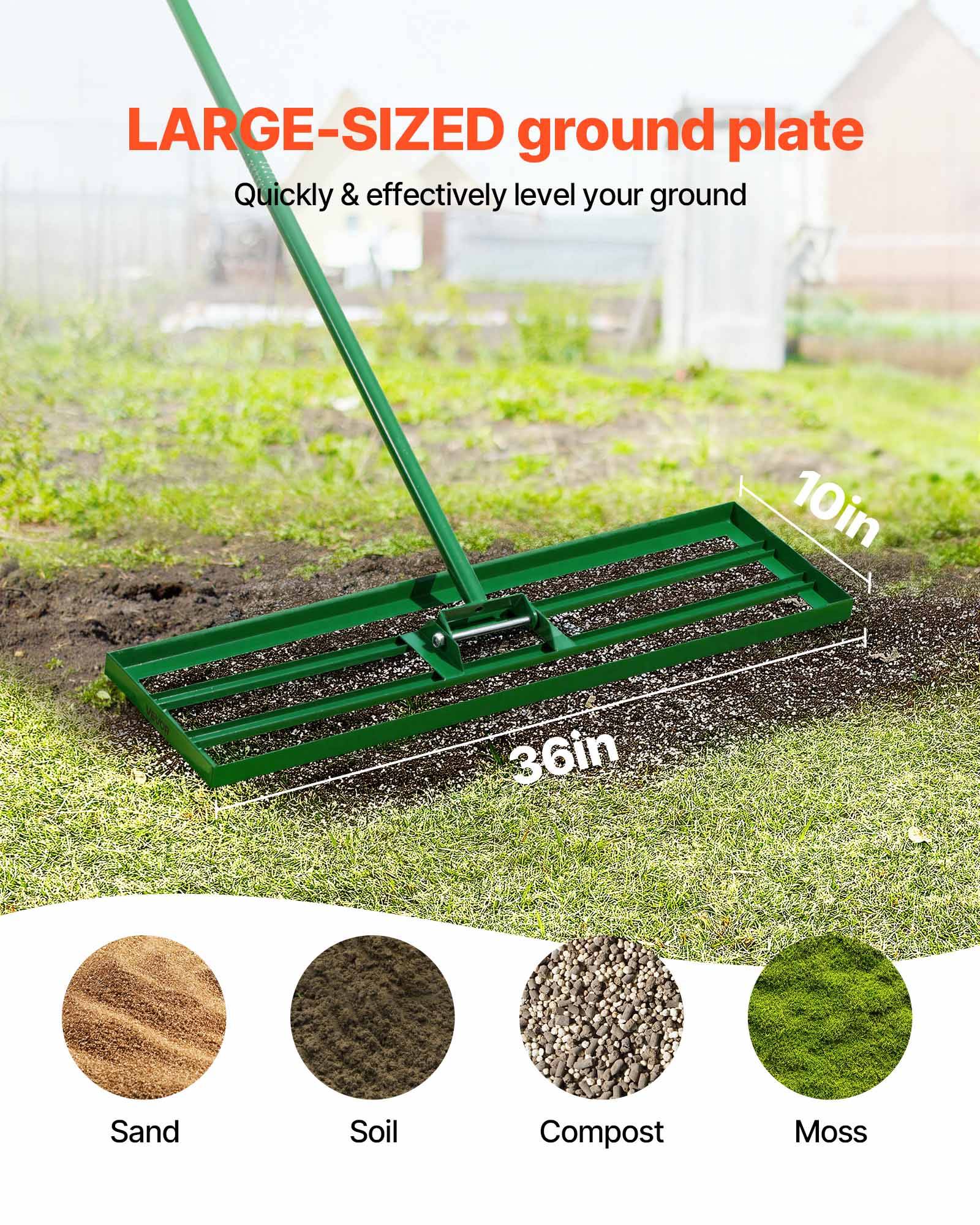 Vevor - VEVOR Râteau de Nivellement de Pelouse Raclette à Gazon Niveleur Jardin 91x25 cm - Image 2