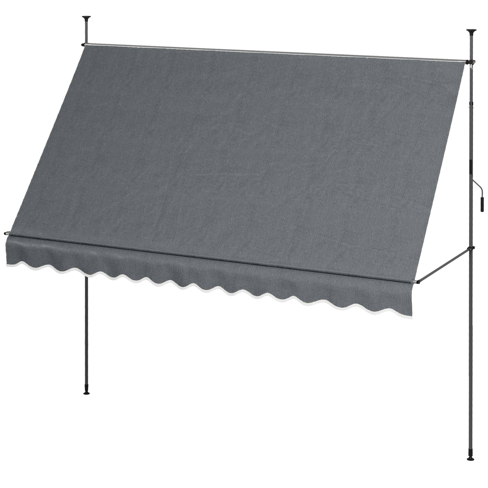 Store banne rétractable manuel à manivelle 350 x 120 x 210-300 cm, hauteur réglable, imperméable et anti-UV, gris foncé - Image 2