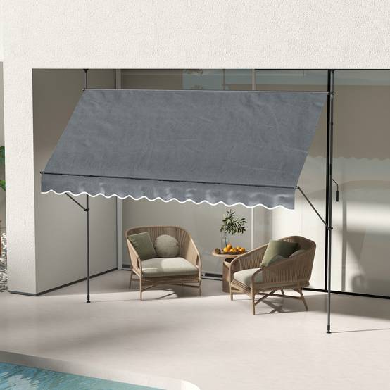 Store banne rétractable manuel à manivelle 350 x 120 x 210-300 cm, hauteur réglable, imperméable et anti-UV, gris foncé - Image 4