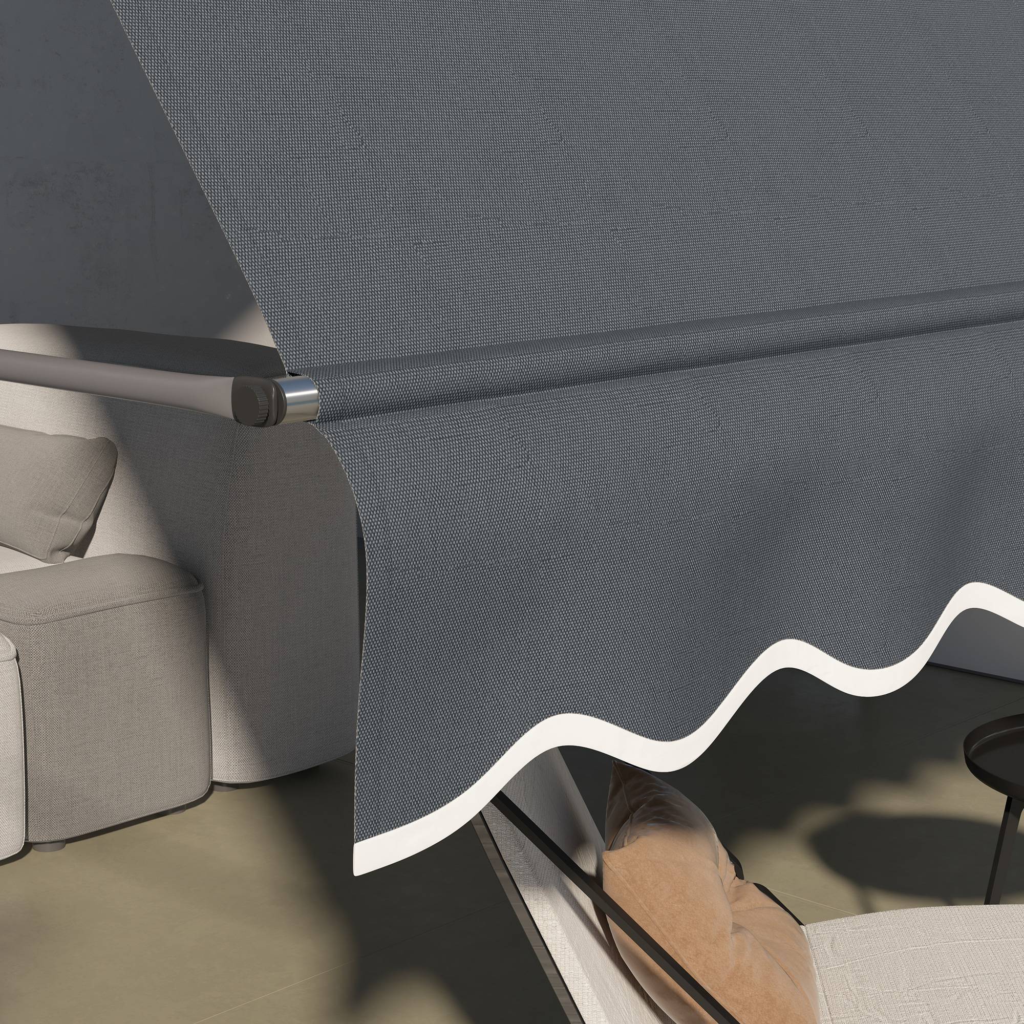 Store banne rétractable manuel à manivelle 350 x 120 x 210-300 cm, hauteur réglable, imperméable et anti-UV, gris foncé - Image 10