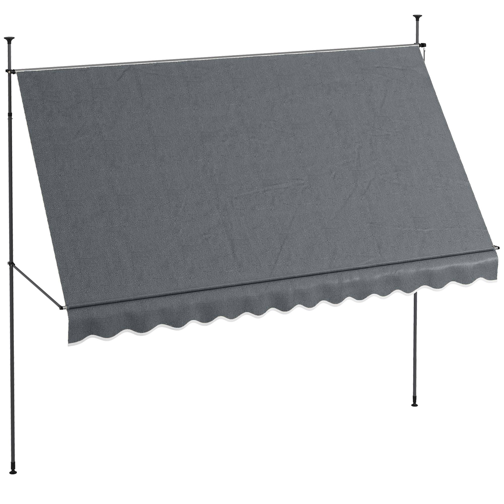 Store banne rétractable manuel à manivelle 350 x 120 x 210-300 cm, hauteur réglable, imperméable et anti-UV, gris foncé - Image 1