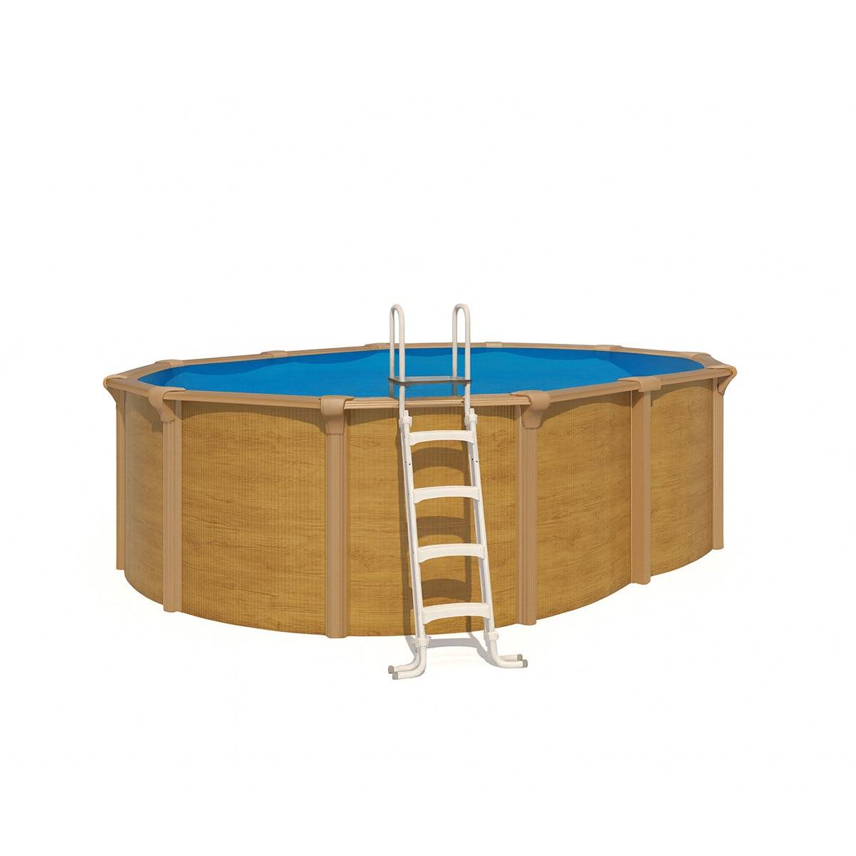 Piscine hors sol acier ovale 4,90 x 3,65 x 1,32 m aspect bois OSMOSE - Image 1