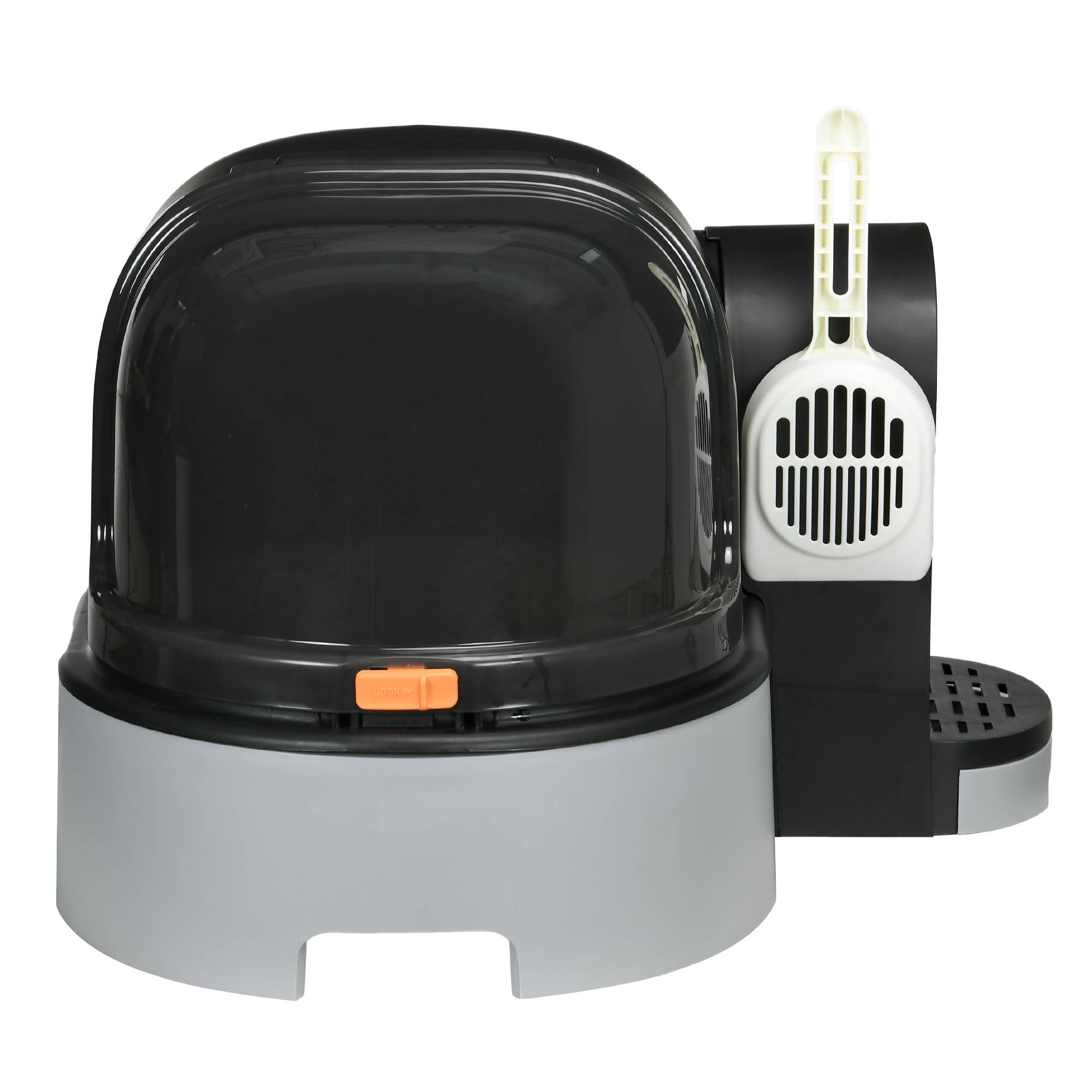 Sans Marque - Bac à litière pour chat, 2 plateaux de base amovibles, 1 pelle, compartiment de récupération de la litière, gris et noir - Image 1