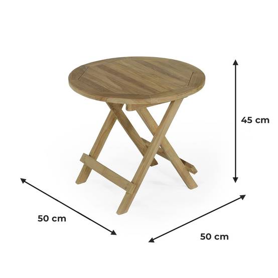 Teck'Attitude - Table basse pliante ronde en teck massif Kuta ø 50 cm - TECK'Attitude - Image 6