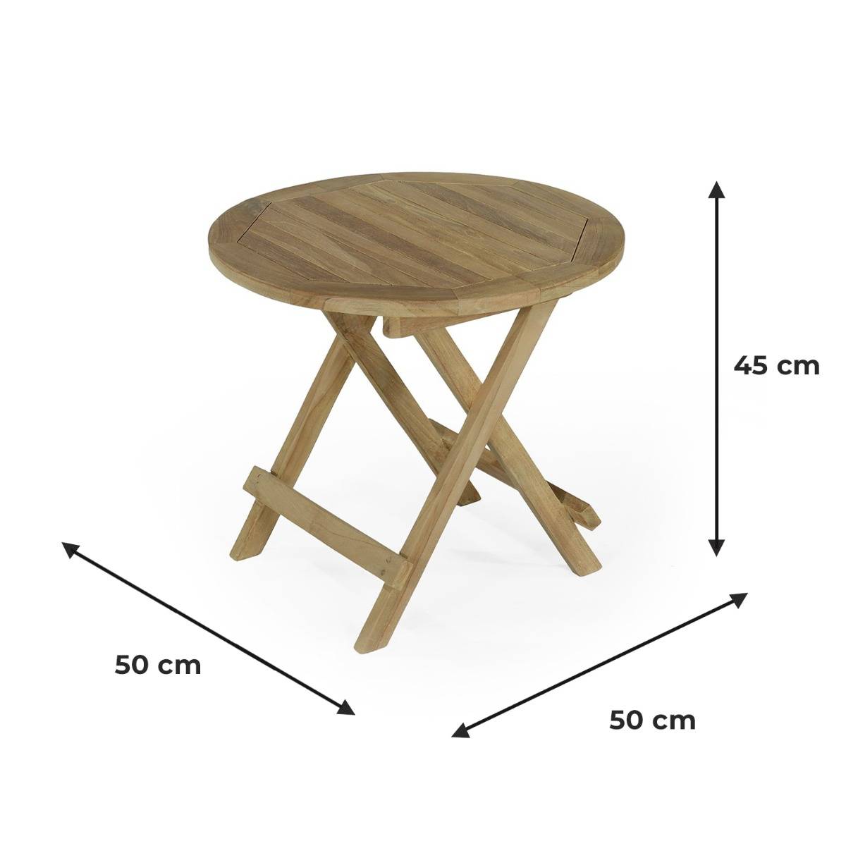 Teck'Attitude - Table basse pliante ronde en teck massif Kuta ø 50 cm - TECK'Attitude - Image 6