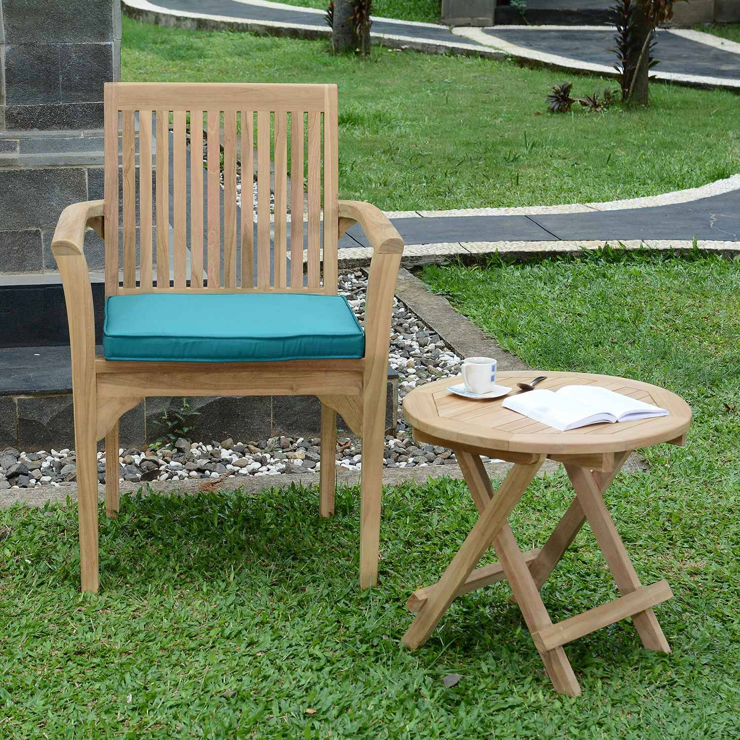 Teck'Attitude - Table basse pliante ronde en teck massif Kuta ø 50 cm - TECK'Attitude - Image 8