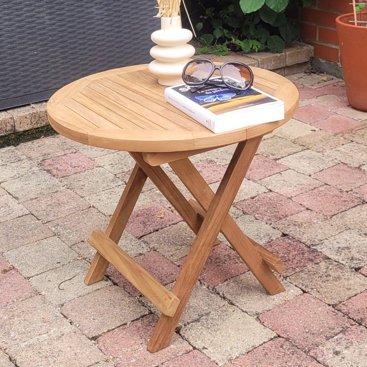 Teck'Attitude - Table basse pliante ronde en teck massif Kuta ø 50 cm - TECK'Attitude - Image 2