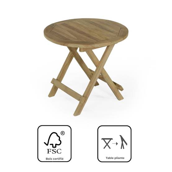 Teck'Attitude - Table basse pliante ronde en teck massif Kuta ø 50 cm - TECK'Attitude - Image 7