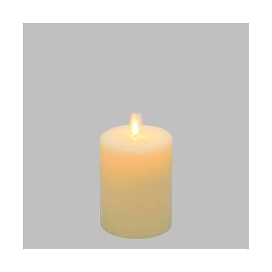 Bougie lumineuse LED cylindrique en cire ivoire flamme vacillante piles 10cm Timer blanc chaud Lotti - Image 1