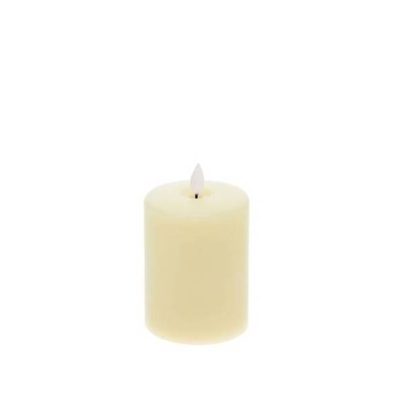 Bougie lumineuse LED cylindrique en cire ivoire flamme vacillante piles 10cm Timer blanc chaud Lotti - Image 4