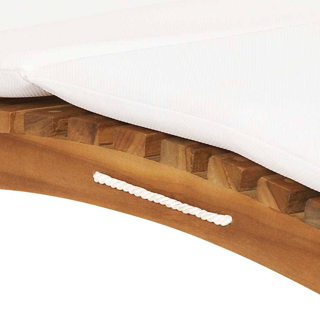 PANGIVO - Chaise longue pliable bois de teck avec coussin blanc crème 175 x 50 x 55 cm - PANGIVO - Image 5