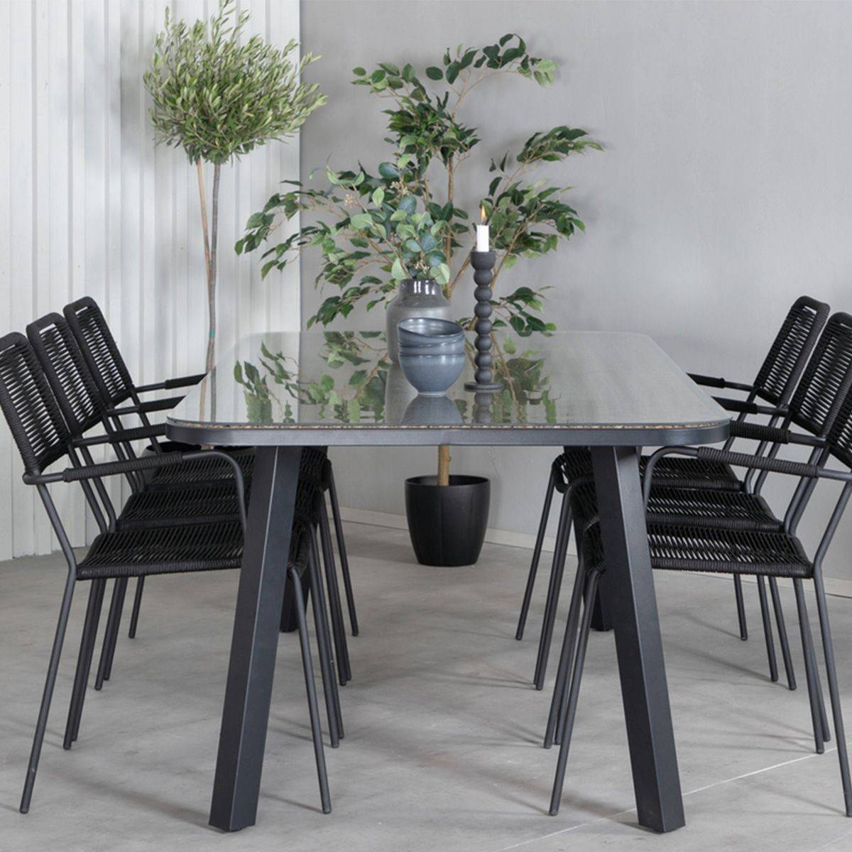 Paris Prix - Table de Jardin en Verre "Paola" 200cm Noir & Marron - Image 7