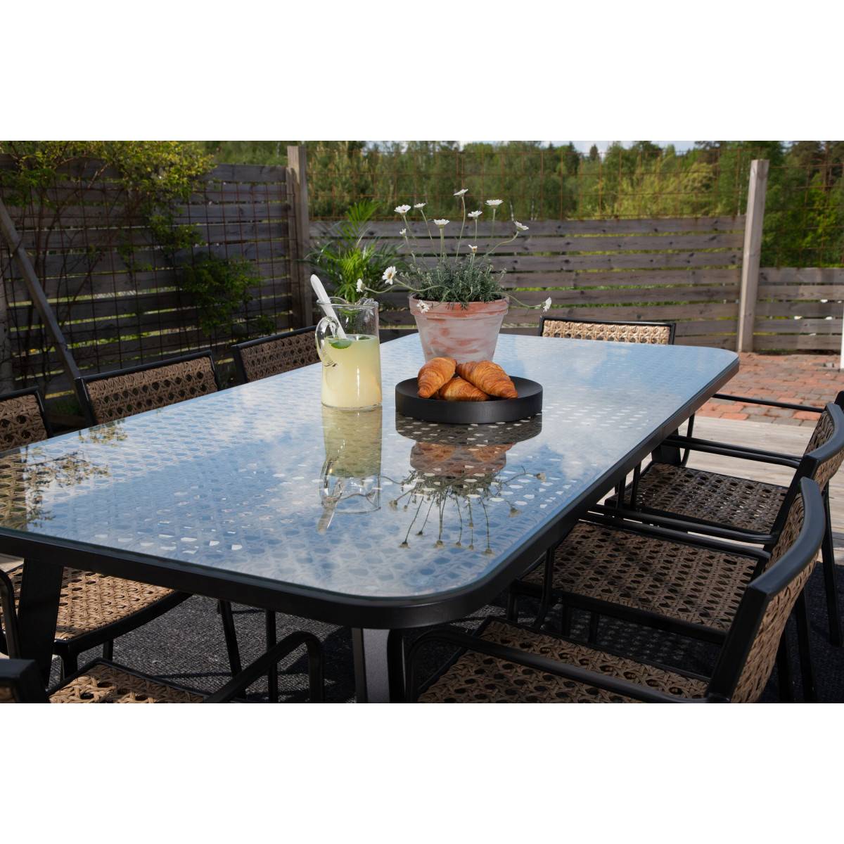 Paris Prix - Table de Jardin en Verre "Paola" 200cm Noir & Marron - Image 8