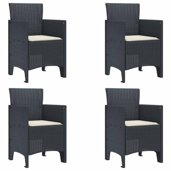 Lot De 4 Chaises De Jardin - Fauteuils De Jardin Anthracite 53 x 49 x 85 cm PP - Image 1