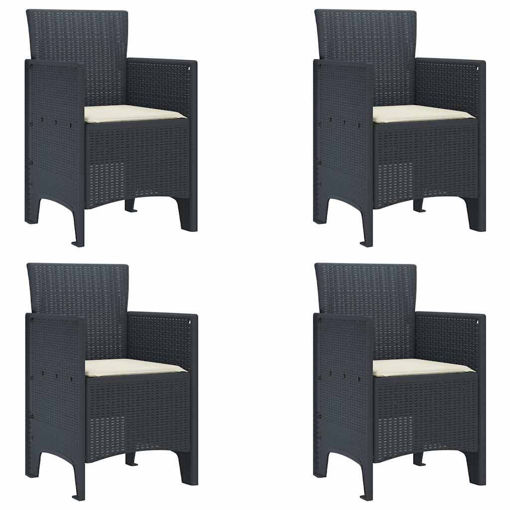 Lot De 4 Chaises De Jardin - Fauteuils De Jardin Anthracite 53 x 49 x 85 cm PP - Image 1