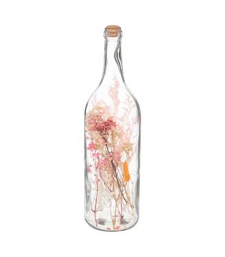 Fleurs Séchées Rose dans une Bouteille en Verre H 46.6 cm