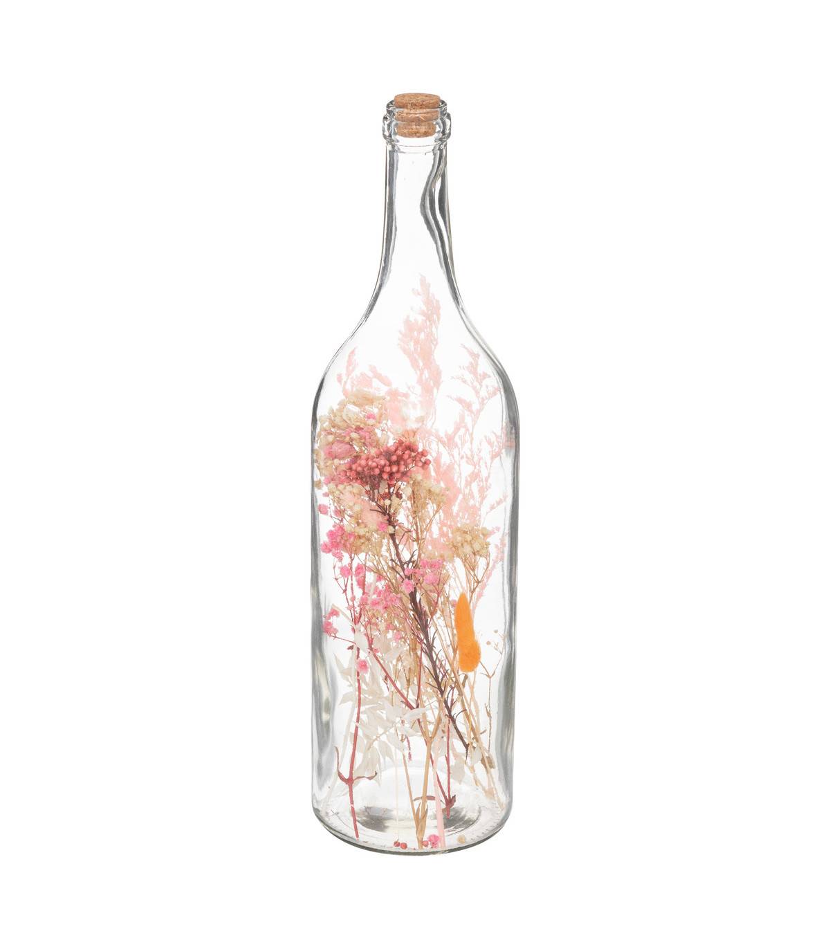 Fleurs Séchées Rose dans une Bouteille en Verre H 46.6 cm - Image 1
