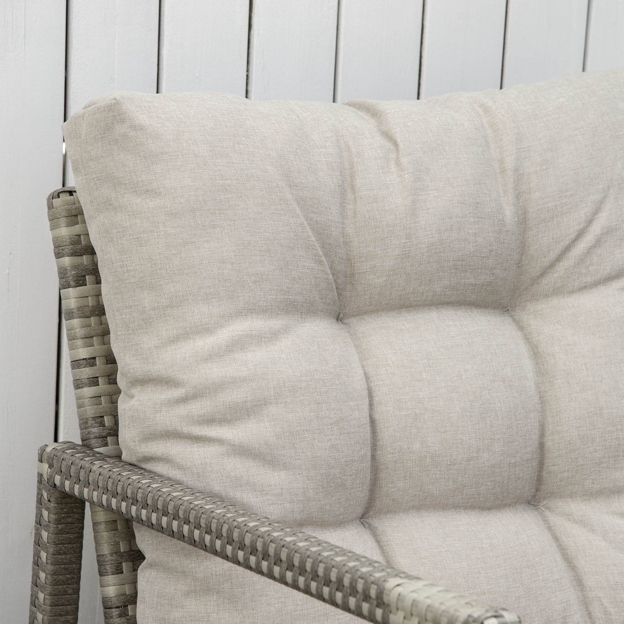 Outsunny - Ensemble de jardin 3 pièces 2 fauteuils à bascule table basse coussins inclus métal époxy résine tressée PE polyester gris - Outsunny - Image 7