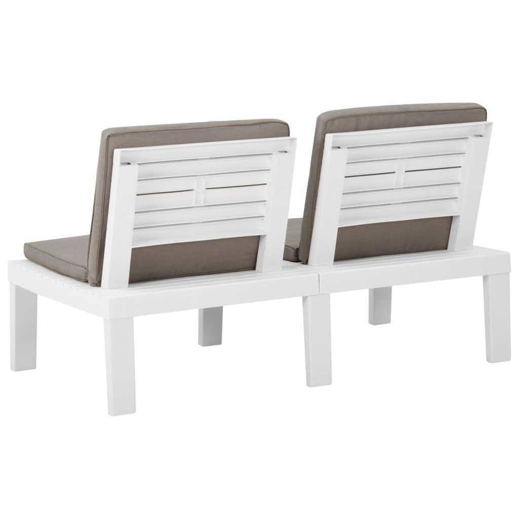 Banc de jardin meuble de patio d'extérieur terrasse de salon de jardin avec coussin plastique blanc - Image 4