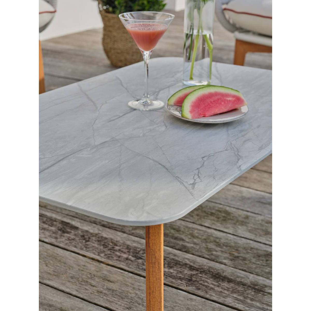 Dcb Garden - Salon de Jardin 5 Places "Cuzco" 166cm Naturel & Blanc - Image 8